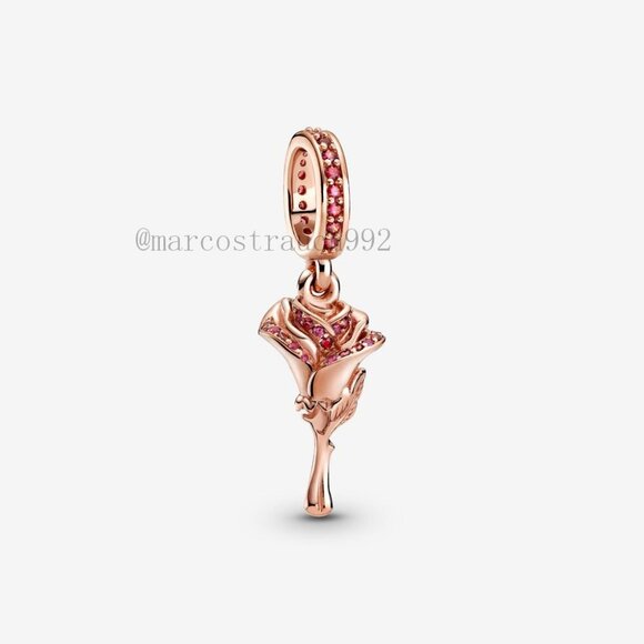 Pandora Rose Flower Dangle Charm - Picture 1 of 3